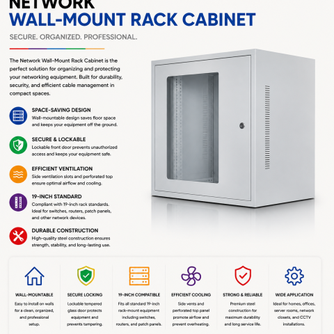 10U  Wall Mount Network Rack - 450mm