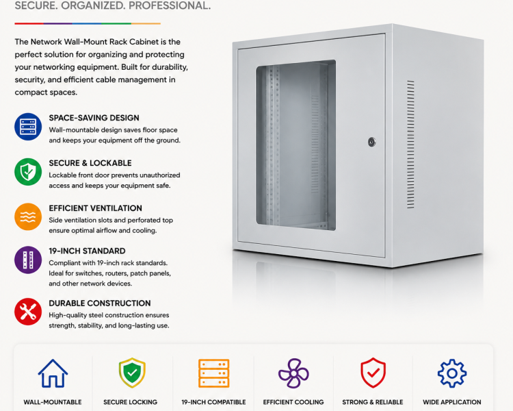 10U Wall Mount Network Rack - 450mm